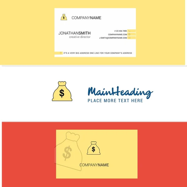 Beautiful Money Bag Logo Business Card Vertical Design Vector — Stock Vector