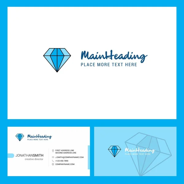 Logo Diamond Design Con Tagline Anteriore Posteriore Busienss Card Template — Vettoriale Stock
