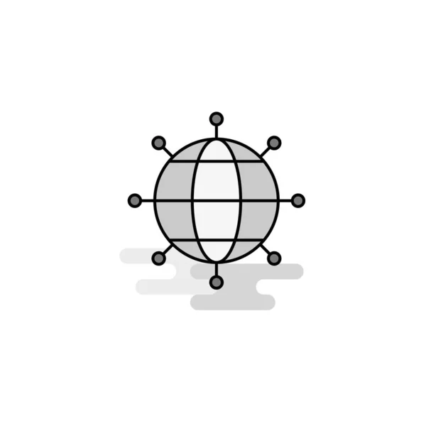 环球网络图标 平线填充灰色图标向量 — 图库矢量图片