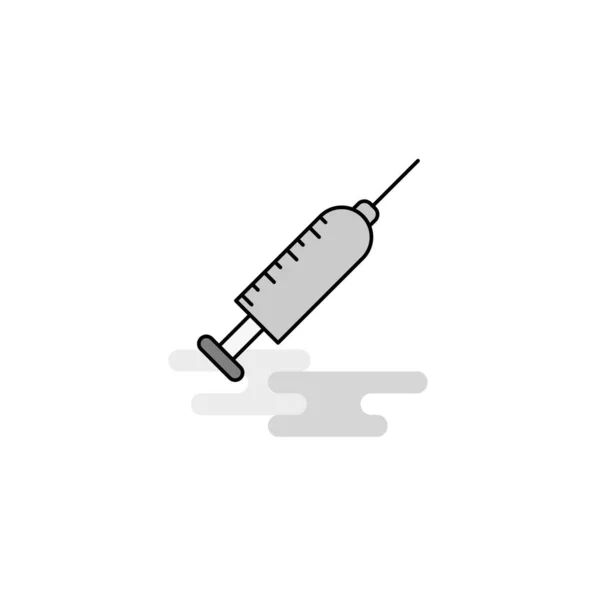 Syringe Web Icon Flat Line Filled Gray Icon Vector — Stock Vector