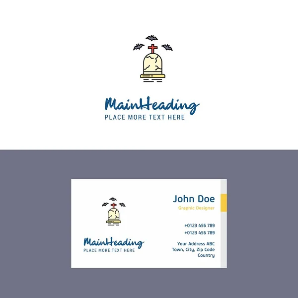 Flat Grave Logo Visiting Card Template Inglês Busienss Conceito Logo — Vetor de Stock