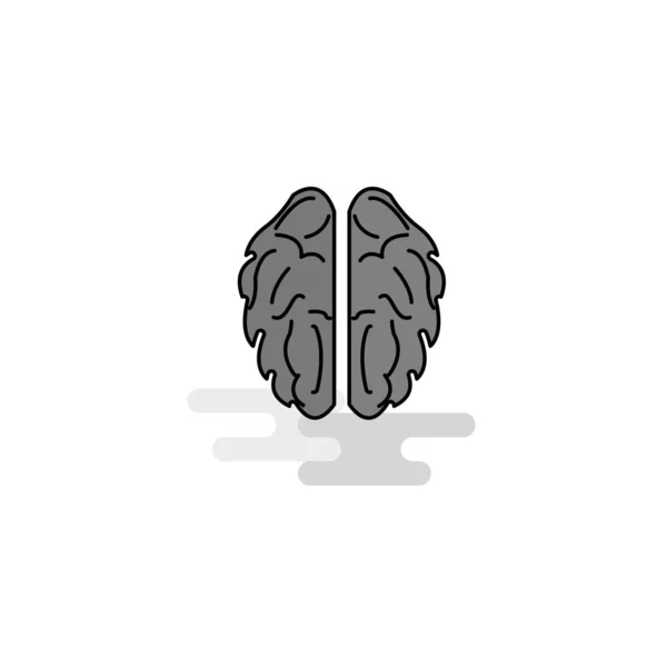 Brain Web Icon Línea Plana Llena Vectores Grises Icono — Vector de stock