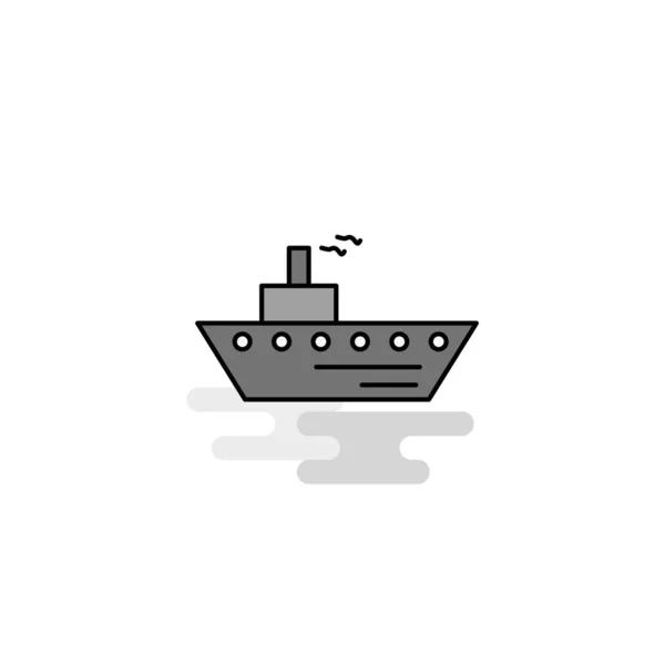 Ship Web Icon Flat Line Filled Gray Icon Vector — Stock Vector