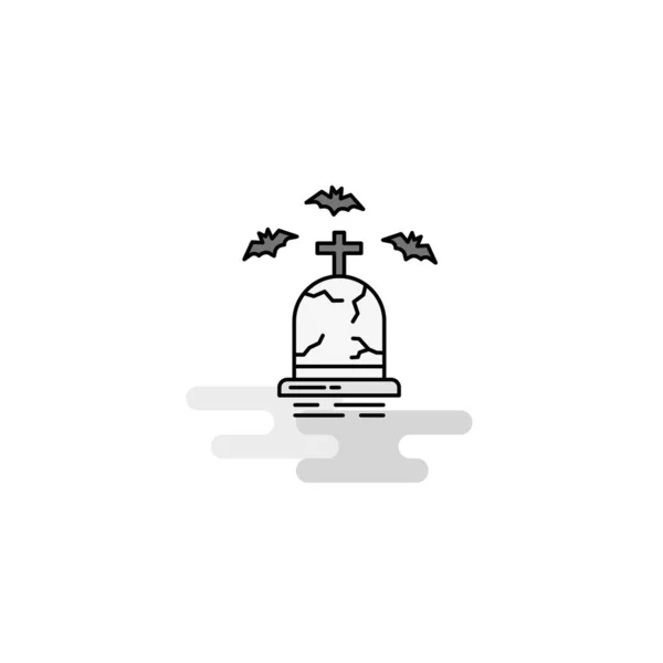 Grave Web Icon Flat Line Filled Gray Icon Vector — Stock Vector