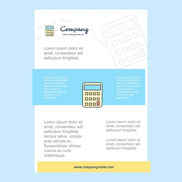 Layout Modelo Para Perfil Comany Calculadora Relatório Anual Apresentações Folheto — Vetor de Stock