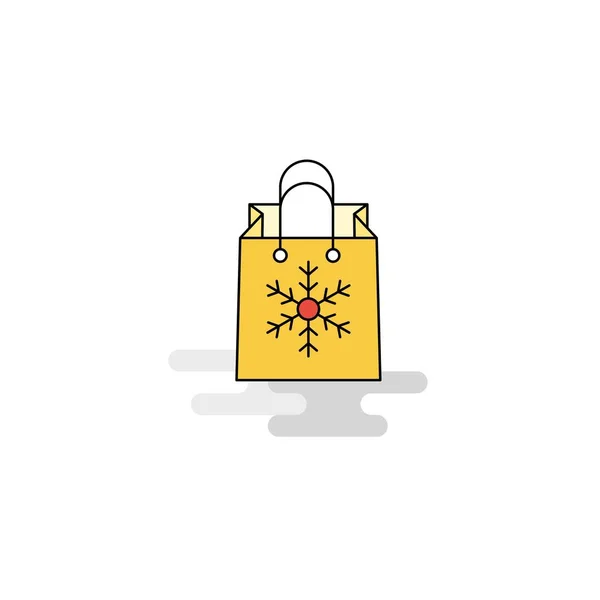 フラットのクリスマス ショッピング バッグ アイコン ベクトル — ストックベクタ