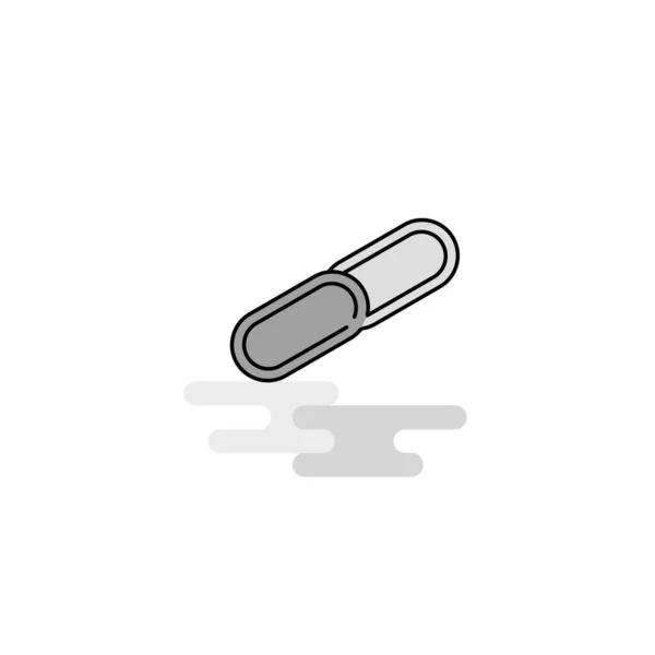 Papier Pin Web Icon Platte Lijn Gevulde Grijs Pictogram Vector — Stockvector