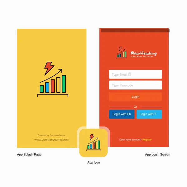 Société Graphe Hausse Écran Éclaboussant Conception Page Connexion Avec Modèle — Image vectorielle