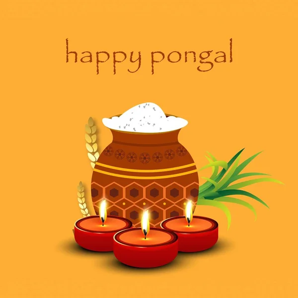 Feliz Fondo Pongal Ilustración Vectorial — Vector de stock