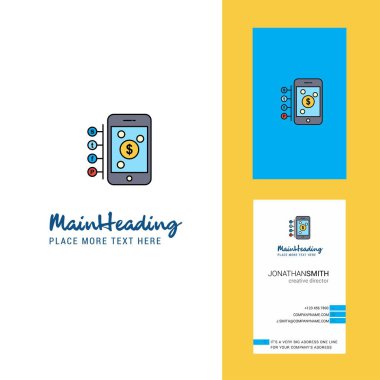 Smartphone yaratıcı Logo üzerinden para ve iş kartı. dikey tasarlamak vektör