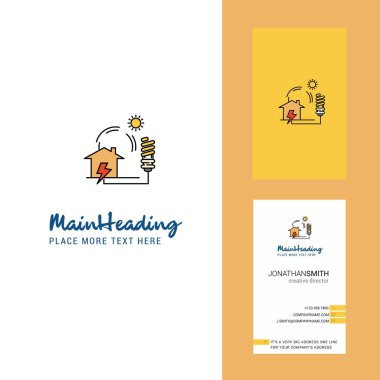 Elektrik enerjisi yaratıcı Logo ve kartvizit. dikey tasarlamak vektör