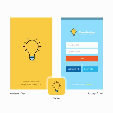 Şirket fikir ekranı ve oturum açma sayfası Tasarım Logo şablonu ile. Mobil Online iş şablonu