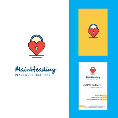 Kalp Kilit yaratıcı Logo ve kartvizit. dikey tasarlamak vektör
