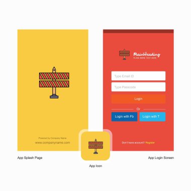 Şirket blok yol işaret açılış ekranı ve oturum açma sayfası tasarımı Logo şablonu ile. Mobil Online iş şablonu