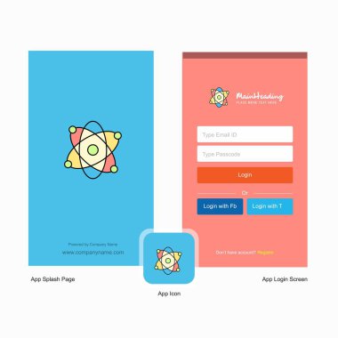Şirket nükleer ekranı ve oturum açma sayfası Tasarım Logo şablonu ile. Mobil Online iş şablonu