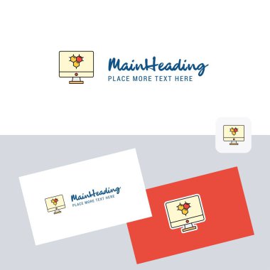 Kartvizit şablonu ile bilgisayar ekranı vektör logotürü. Zarif kurumsal kimlik. - Vektör