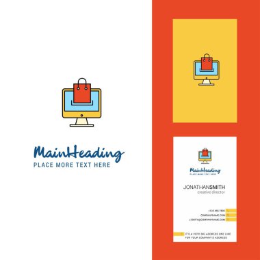 Online alışveriş yaratıcı Logo ve kartvizit. dikey tasarlamak vektör