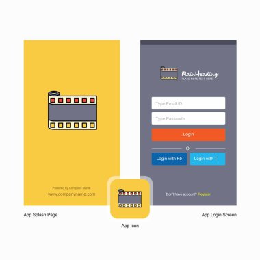 Şirket filmi ekranı ve giriş sayfası tasarımı Logo şablonu ile oynatın. Mobil Online iş şablonu