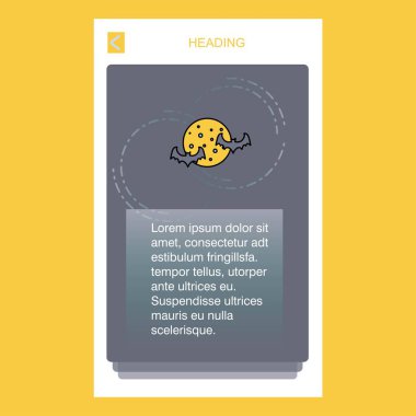 Ay ve yarasa mobil dikey banner tasarım tasarımı. Vektör