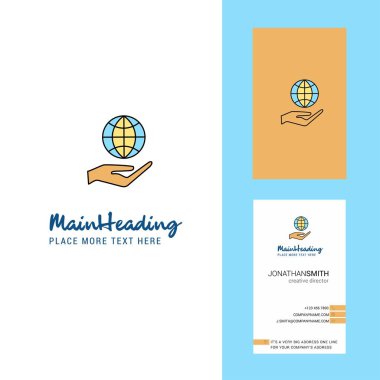 Güvenli dünya yaratıcı Logo ve kartvizit. dikey tasarlamak vektör