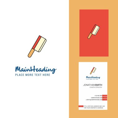Kasap bıçağı yaratıcı Logo ve kartvizit. dikey tasarlamak vektör