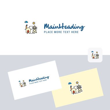 Kartvizit şablonu ile elektrik enerjisi vektör logo. Zarif kurumsal kimlik. -Vektör