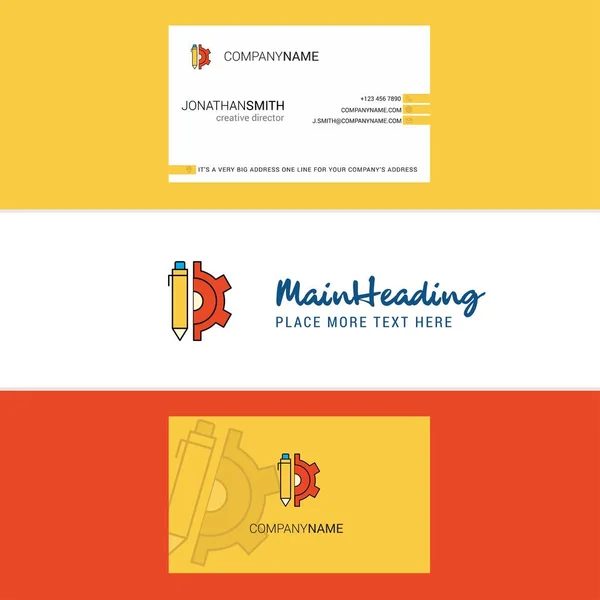 Mooi Instelling Logo Visitekaartje Verticale Design Vector — Stockvector