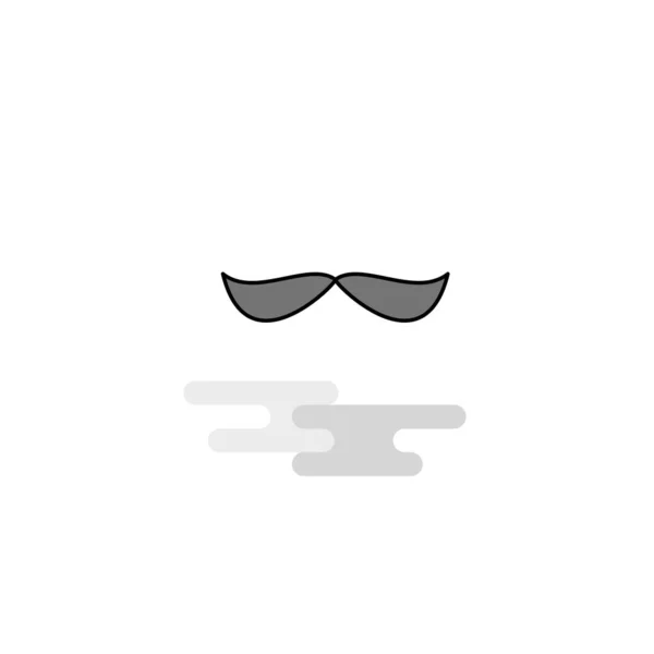 Mustache Web Icon Flat Line Filled Gray Icon Vector — Stock Vector