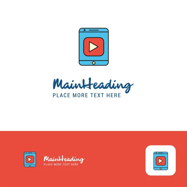 Design Logotipo Vídeo Criativo Cor Plana Logotipo Lugar Para Tagline — Vetor de Stock