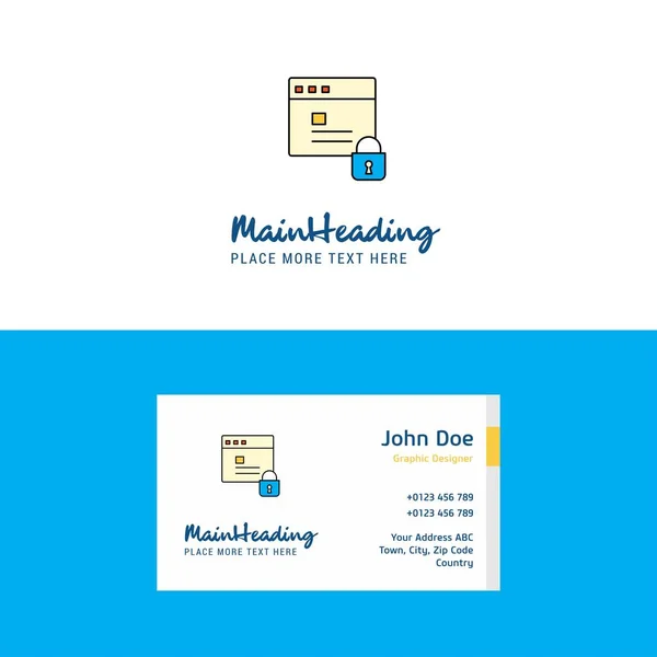 Flat Protected Website Logo Visiting Card Template Busienss Conceito Logo — Vetor de Stock