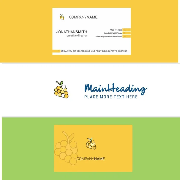 Beautiful Grapes Logo Business Card Vertical Design Vector — Stock Vector