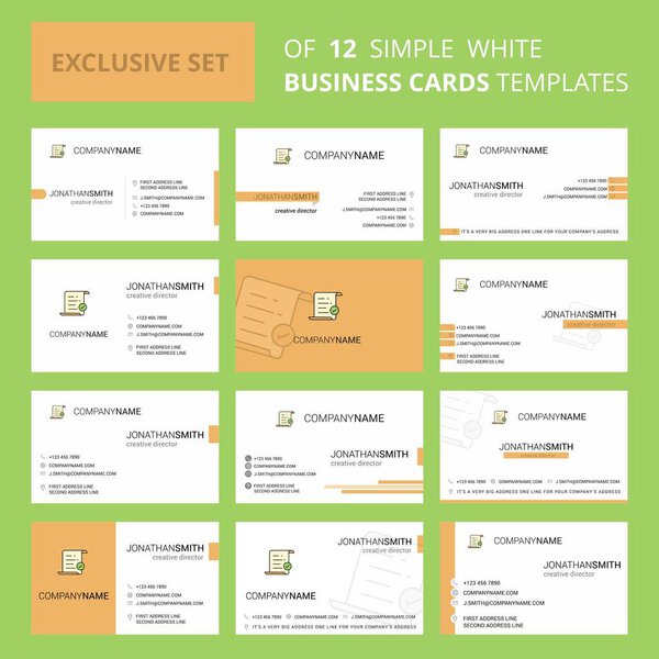Набор из 12 текстовых документов Creative Busienss Card Template. Креативный логотип и фон для карты
