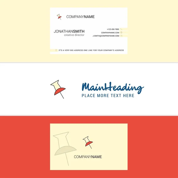 Mooi Papier Pin Logo Visitekaartje Verticale Design Vector — Stockvector