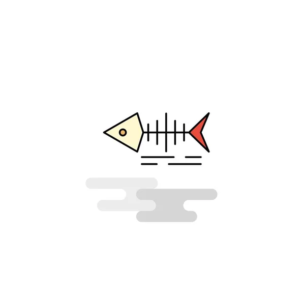 Επίπεδη Ψάρια Κρανίο Εικονίδιο Διάνυσμα — Διανυσματικό Αρχείο