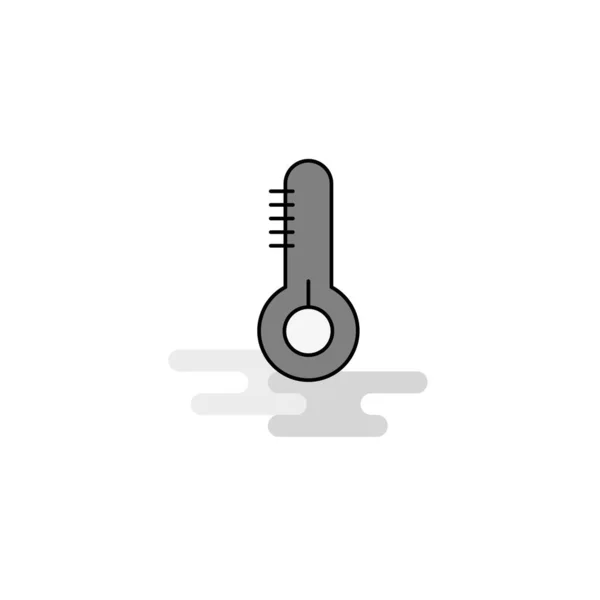 Thermometer Web Icon Platte Lijn Gevulde Grijs Pictogram Vector — Stockvector