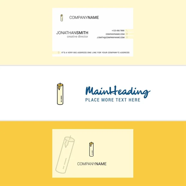 Beautiful Candle Logo Business Card Vertical Design Vector — Stock Vector