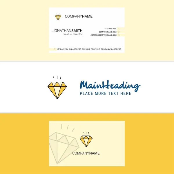 Logotipo Diamante Bonito Cartão Visita Vetor Design Vertical — Vetor de Stock