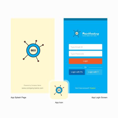 Şirket Seo ekranı ve oturum açma sayfası Tasarım Logo şablonu ile. Mobil Online iş şablonu