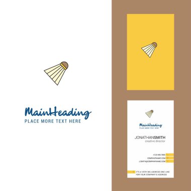Badminton Servisi yaratıcı Logo ve kartvizit. dikey tasarlamak vektör