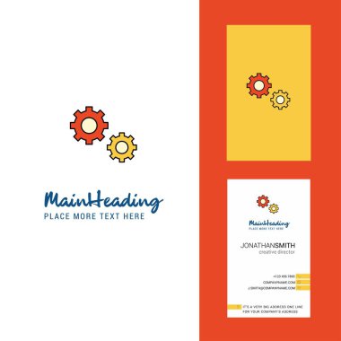 Dişli yaratıcı Logo ve kartvizit. dikey tasarlamak vektör