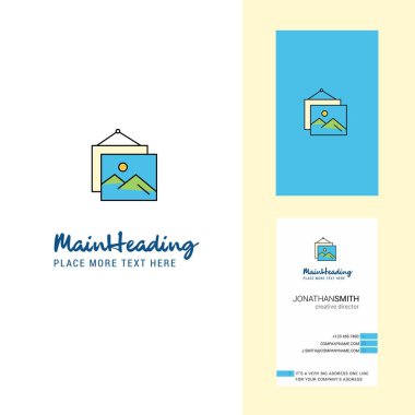 Resim çerçevesi yaratıcı Logo ve kartvizit. dikey tasarlamak vektör