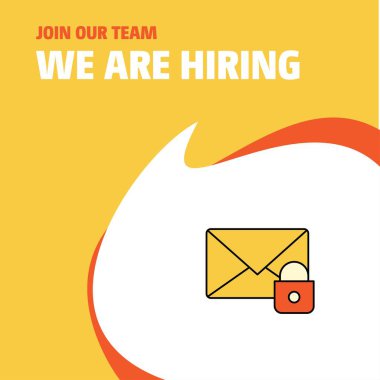 Bize katıl. Şirket busienss güvenli posta'Biz çoğu işe Poster belirtme çizgisi tasarım. Vektör arka plan