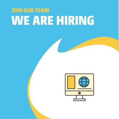 Bize katıl. Busienss şirket Internet biz çoğu işe Poster belirtme çizgisi tasarım tarama. Vektör arka plan