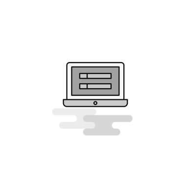 Dizüstü Web simgesi. Düz çizgi dolgulu gri simge vektör