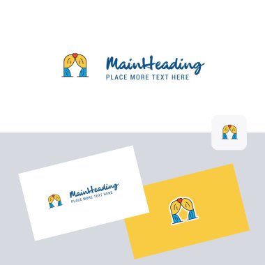 Curtain vector logotype with business card template. Elegant corporate identity. - Vector