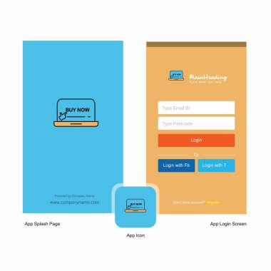 Karşılama ekranı ve giriş sayfası tasarımı Logo şablonu ile alışveriş Online şirket. Mobil Online iş şablonu