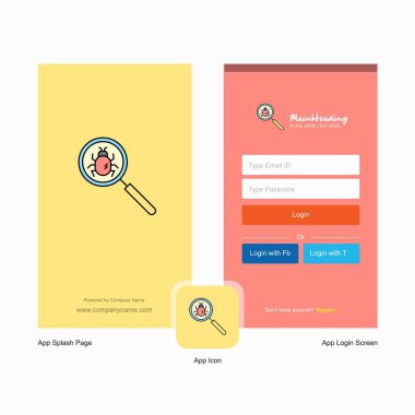 Arama hata ekranı ve oturum açma sayfası tasarımı Logo şablonu ile şirket. Mobil Online iş şablonu