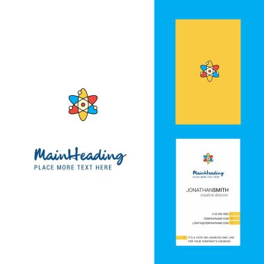 Nükleer yaratıcı Logo ve kartvizit. dikey tasarlamak vektör