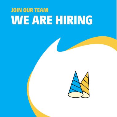 Bize katıl. Busienss şirket koni kap Biz çoğu işe Poster belirtme çizgisi tasarım. Vektör arka plan