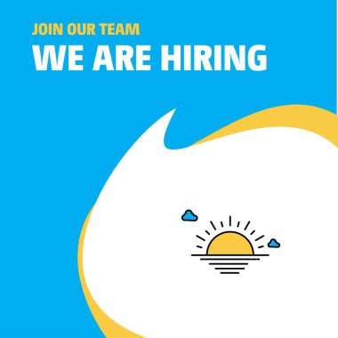 Bize katıl. Busienss şirket günbatımı Poster belirtme çizgisi tasarım işe vardır. Vektör arka plan